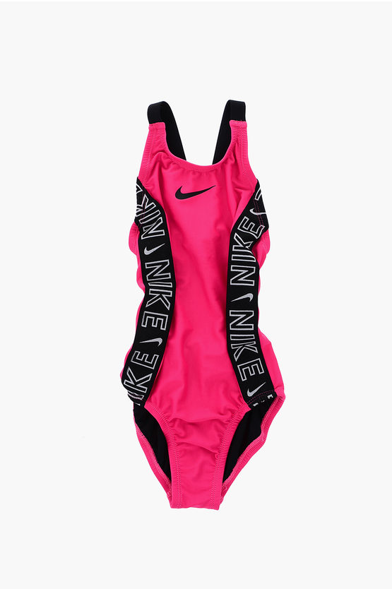 Nike Logo Printed One Piece Swimsuit In Pink