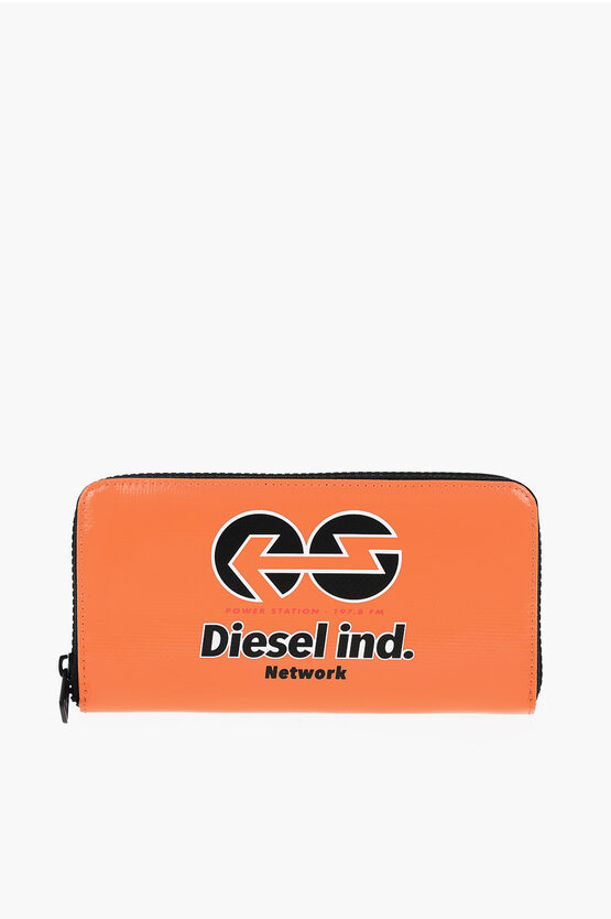 Diesel Logo Printed Pvc Wallet In Orange