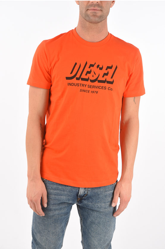 Diesel Logo Printed T-diegos-a5 T-shirt In Orange