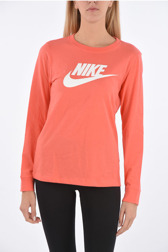 Nike Logo Printed T-shirt In Orange