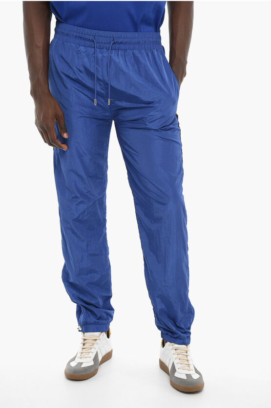 Just Don Logo-side Band Nylon Joggers In Blue