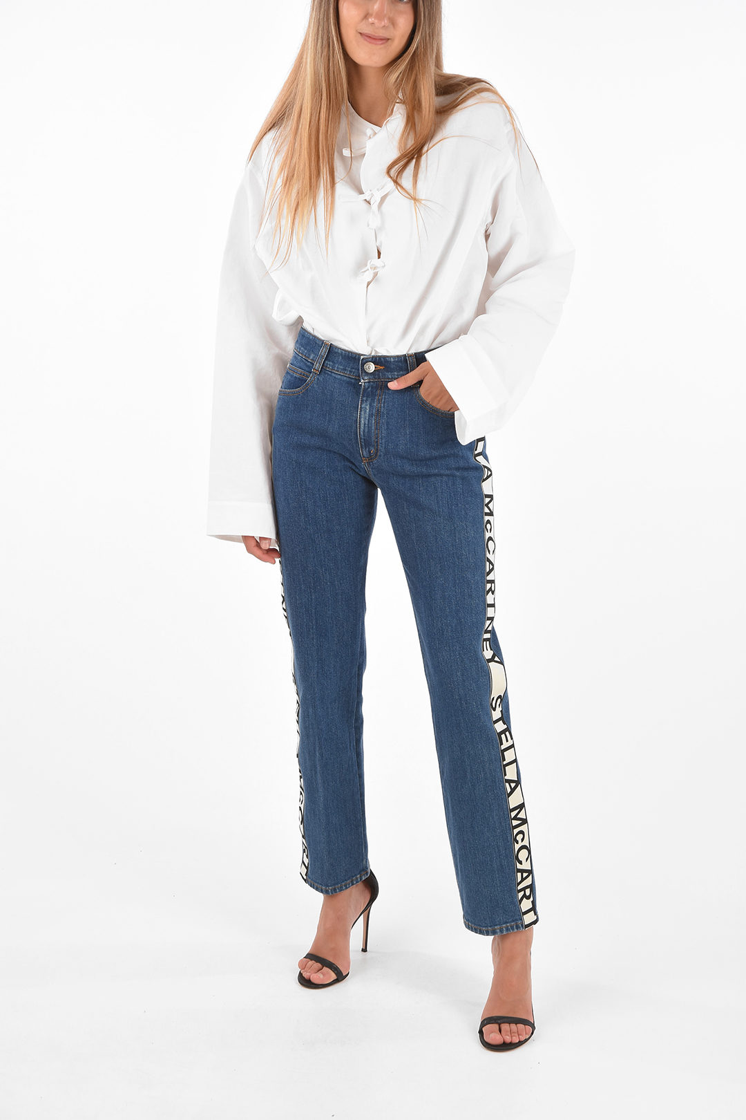 Stella McCartney Logo Side Band Straight Fit Jeans women