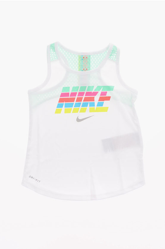 Nike Logo Tank Dri-fit Top In White