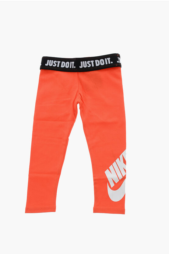 Nike Logoed Band At The Waist Leggings In Orange