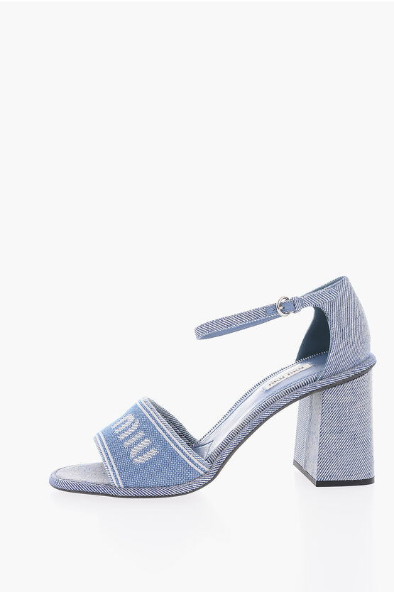 Miu Miu Logoed Band Jacquard Denim Sandals 8cm women - Glamood Outlet