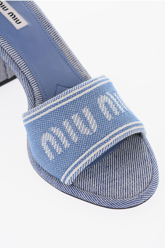 Miu Miu Logoed Band Jacquard Denim Sandals 8cm women