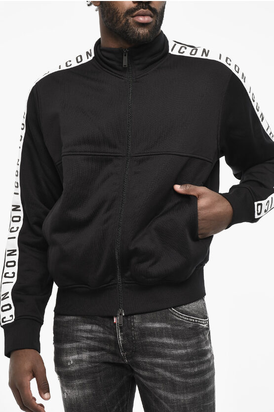 Shop Dsquared2 Logoed Bands Mock Neck Sweatshirt