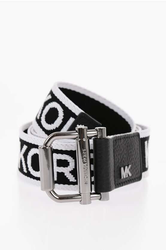 Shop Michael Kors Logoed Belt With Leather Details 40mm