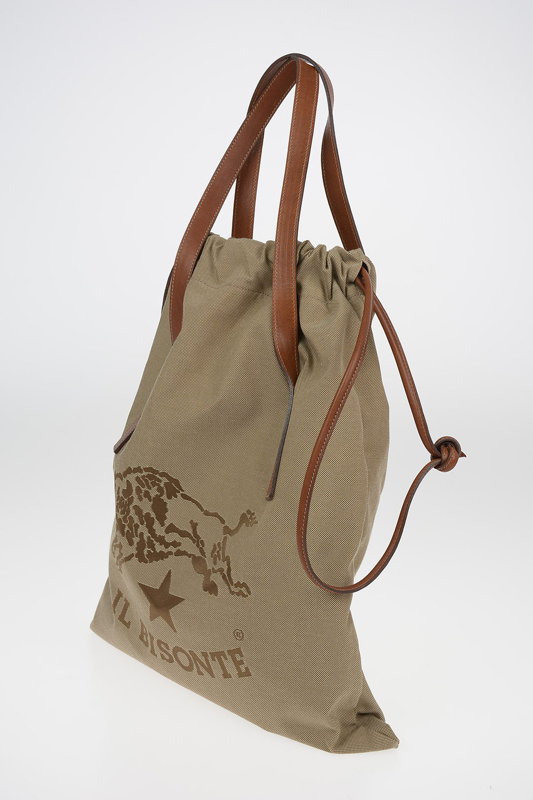 Logoed Canvas Handle Bag with Leather Details