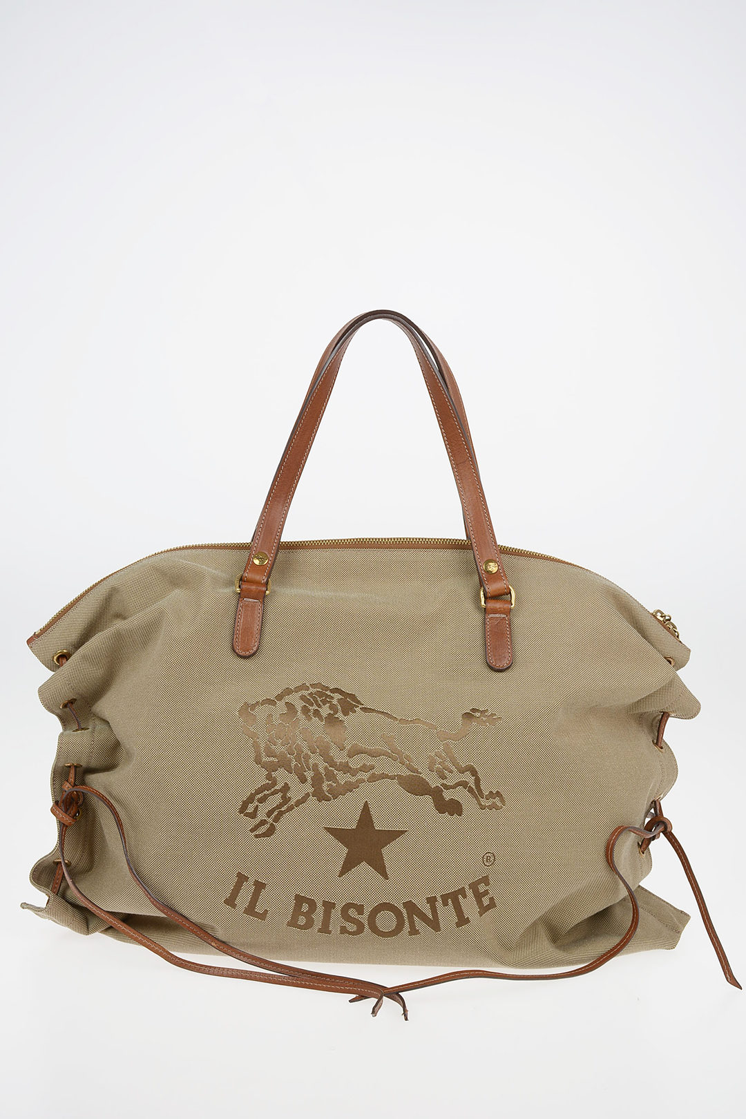 Il Bisonte Logoed Canvas Handle Bag with Leather Details women - Glamood  Outlet