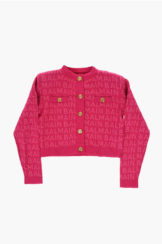 BALMAIN LOGOED CARDIGAN WITH REMOVABLE PADDING