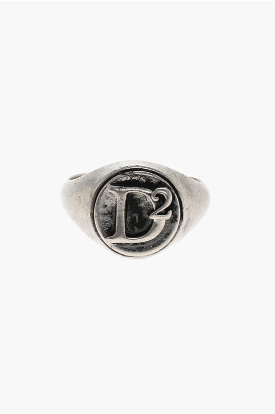 Dsquared2 Logoed D2 Classic Ring In Metallic