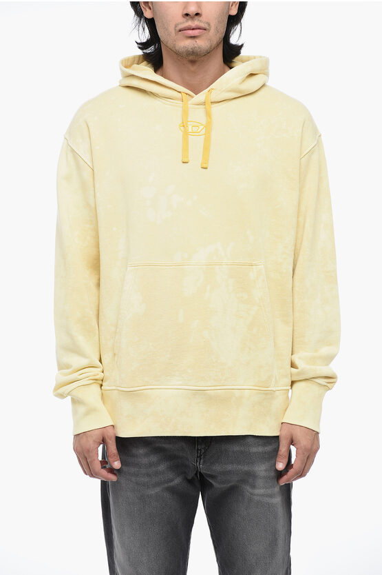 DIESEL LOGOED HOODIE S-MACS SWEATSHIRT WITH ACID-WASH 