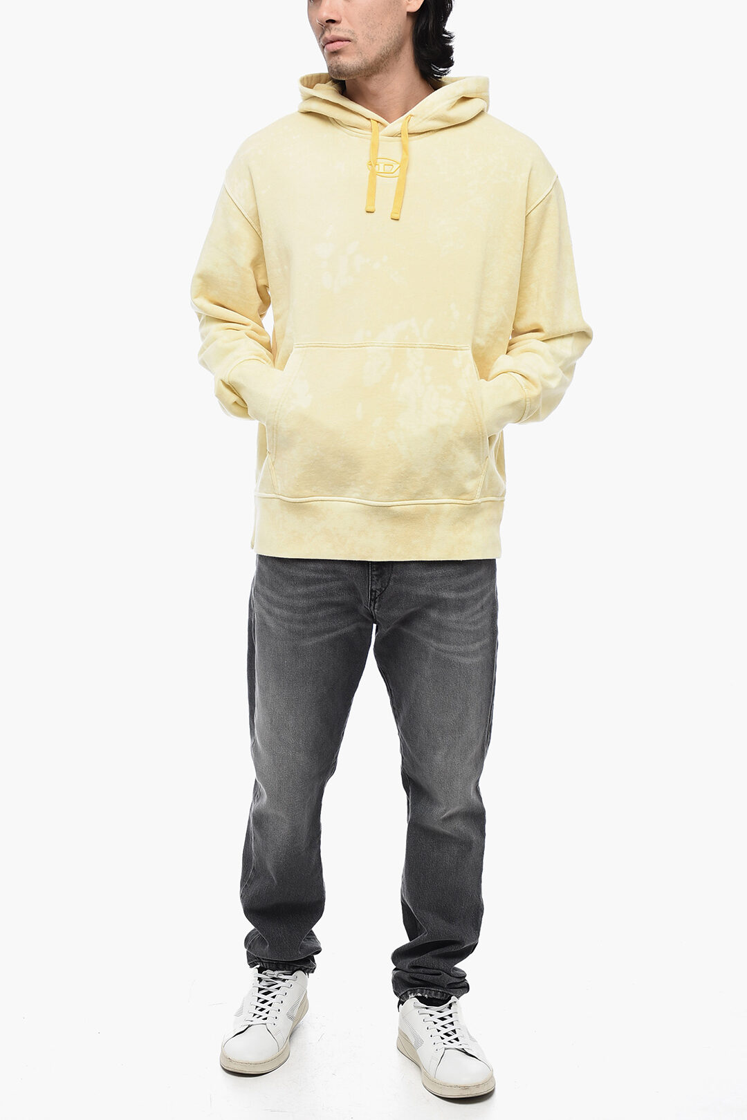 Diesel Logoed Hoodie S-MACS Sweatshirt with Acid-Wash men