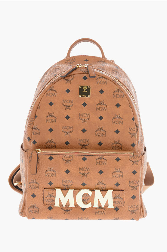 MCM ブラウン レザーバックパックミニ MCM Backpack Leather Brown All-over Pattern MMK6SVE41CO001