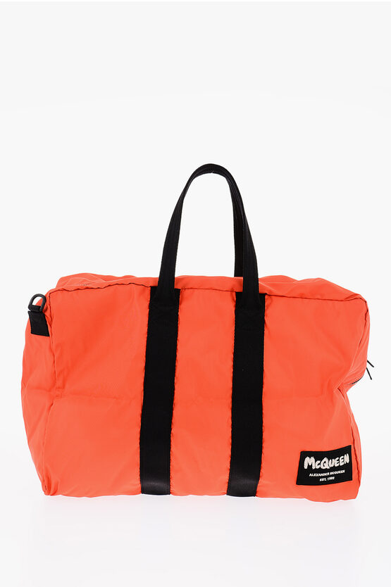 Alexander Mcqueen Logoed Patch Nylon Travel Duffel Bag In Animal Print