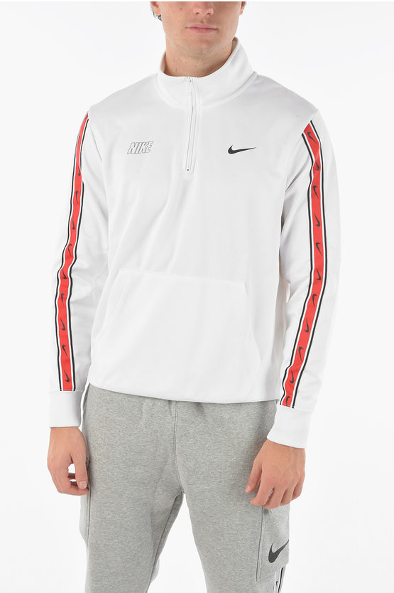 Nike Logoed Side Band Mock Neck Sweatshirt In White