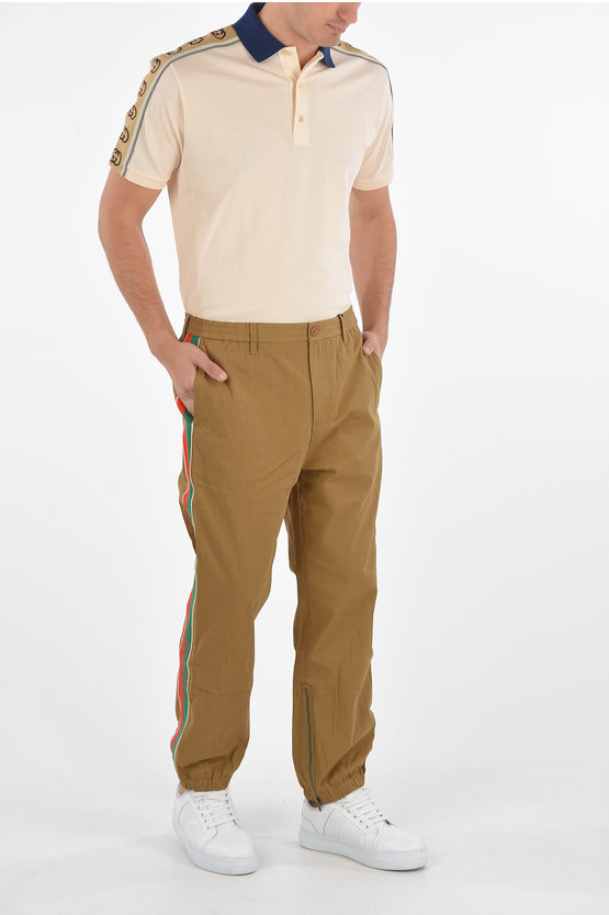 パンツ GUCCI Side band pants Gucci logoed side band pants with ankle zip men - Glamood Outlet