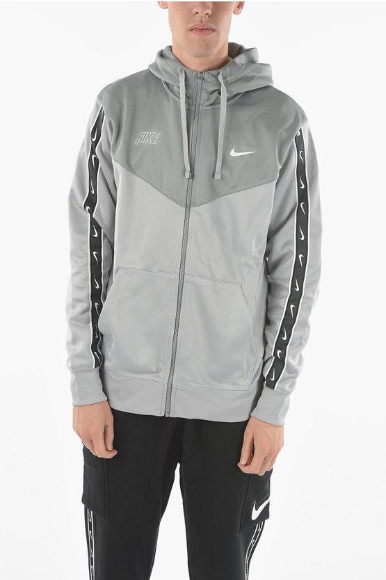 Nike Logoed Side Band Sweatshirt With Zip Closure In Gray