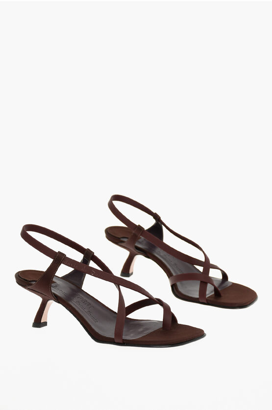 Piferi Logoed Strap Sandals Heel 7 Cm In Brown