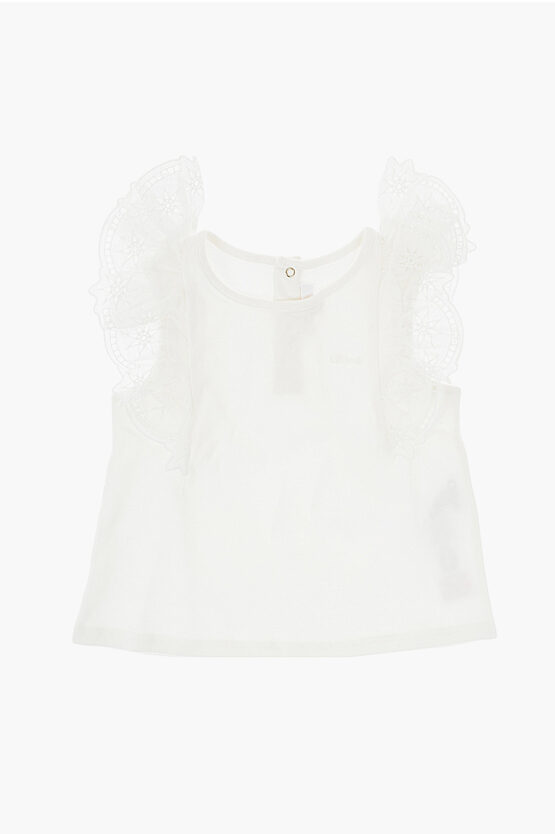 Chloé Logoed Top With Lace Sleeves