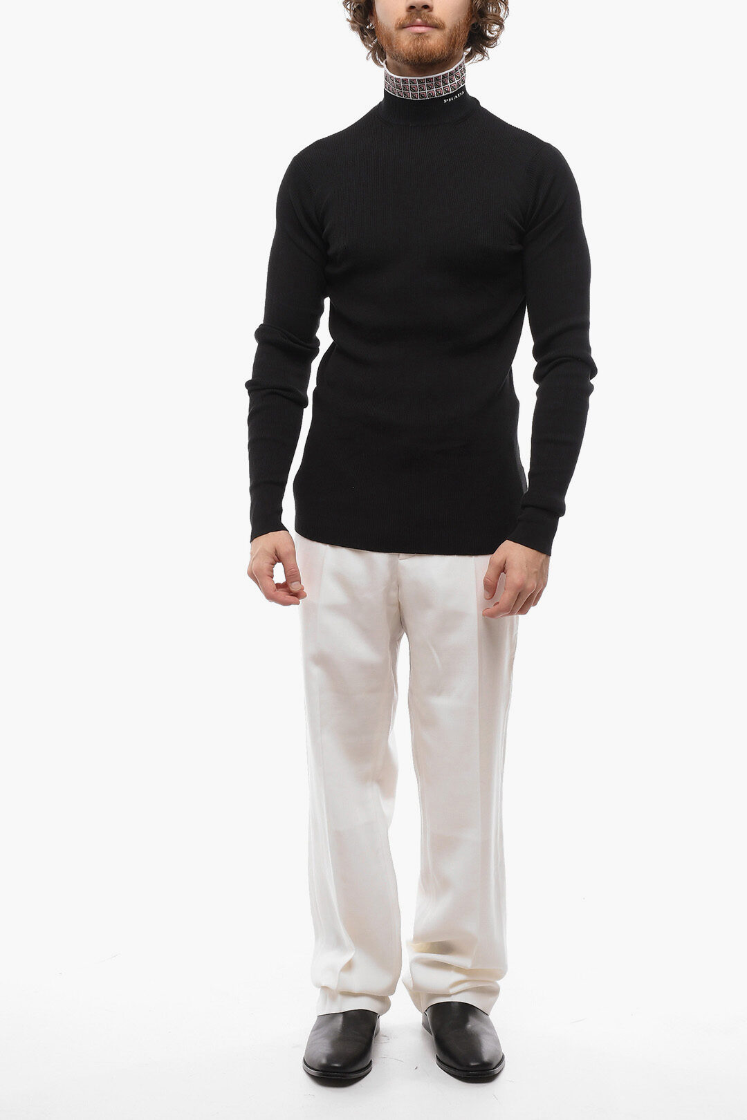 Prada Logoed Turtle-Neck Cotton Pullover men - Glamood Outlet Prada Logoed Turtle-Neck Cotton Pullover men - Glamood Outlet