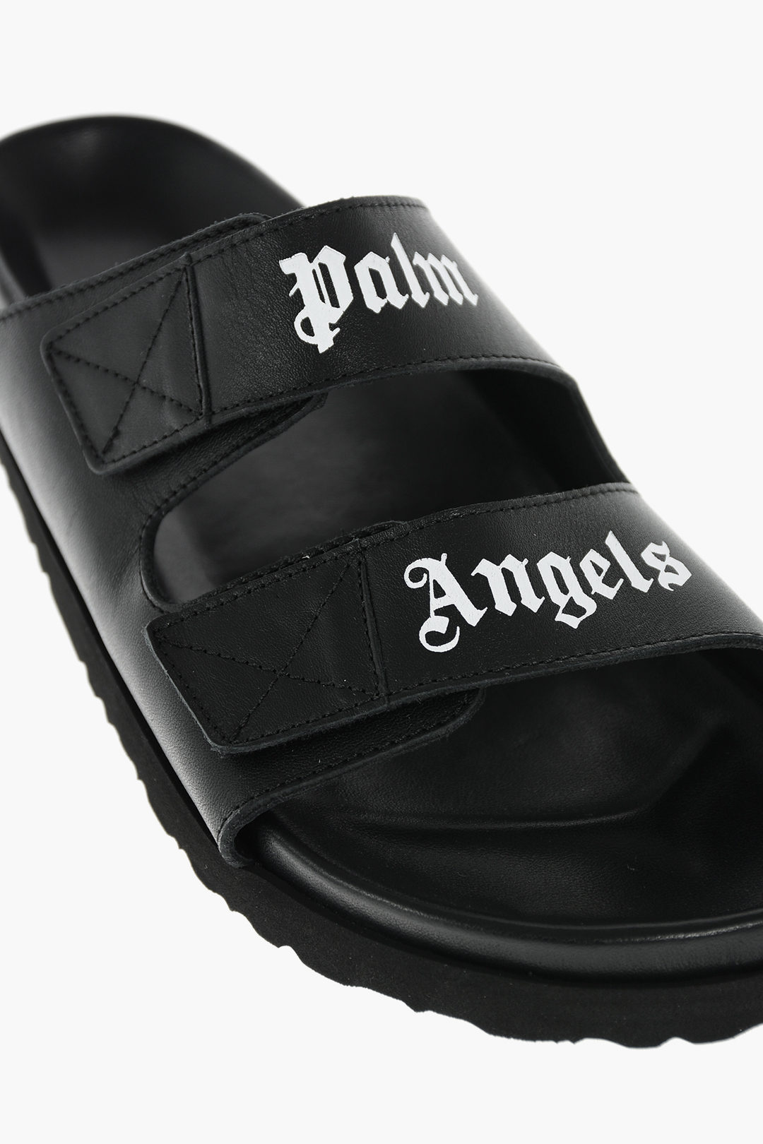 Palm Angels Kids Logo-Print Leather Slides