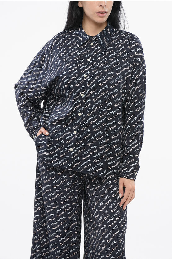 Kenzo Woman Shirt Midnight Blue Size 4 Viscose