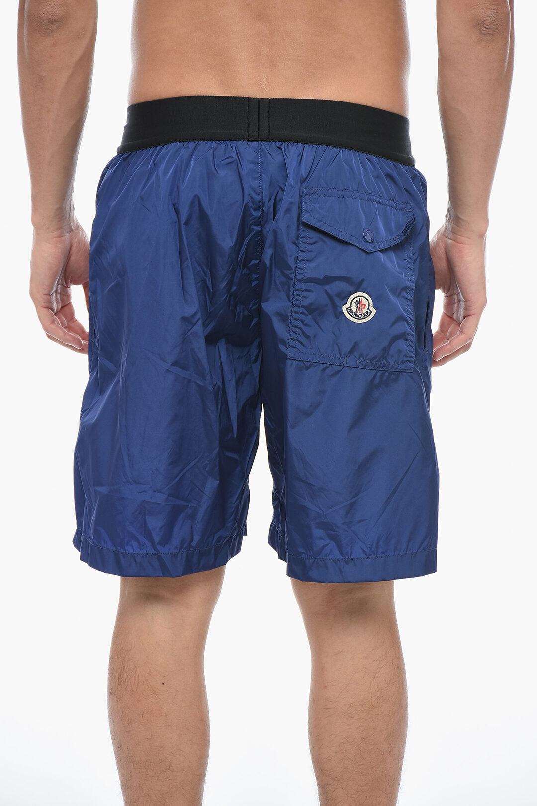 Moncler monogram-print Drawstring Swim Shorts | Blue | FARFETCH