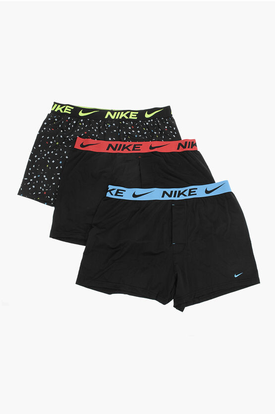 Nike Logoed Waist Band Dri-fit 3 Boxer Set In Black