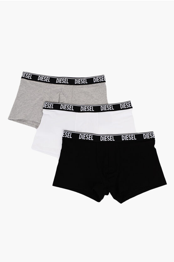 Shop Diesel Logoed Waistband Umbx 3-pack Boxers