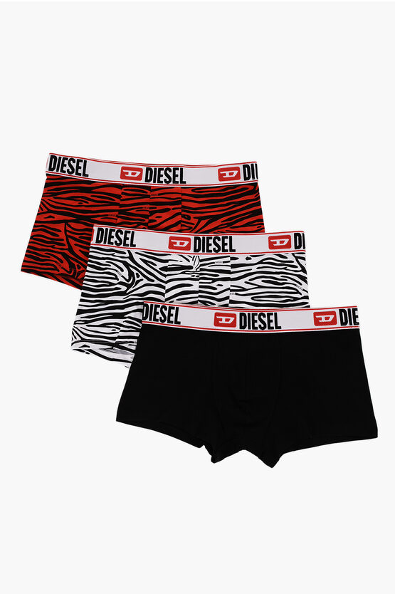 Shop Diesel Logoed Waistband Umbx 3-pack Boxers