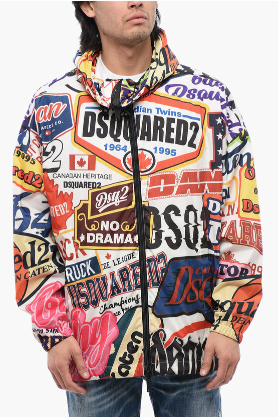 DSQUARED2 LOGOED WINDBREAKER JACKET WITH HOOD