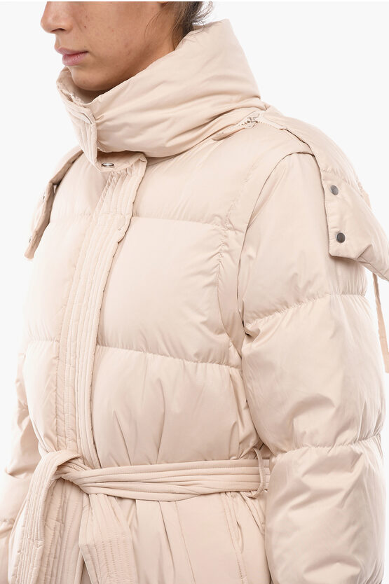 Ivy Oak Long Belted Puffer Jacket With Side Zip women