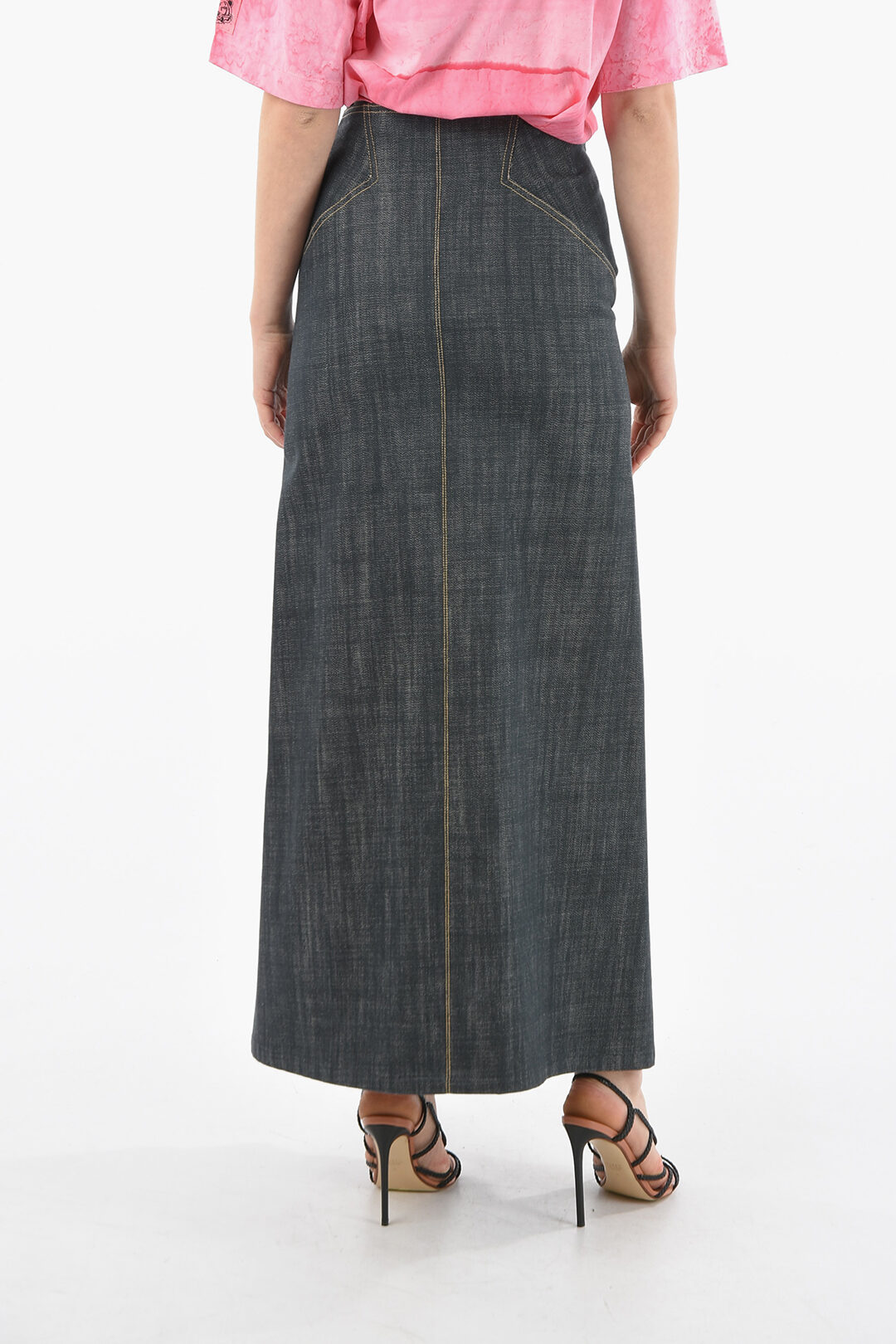 Alaia Long Denim Skirt with Lace Up Corset Detail women - Glamood