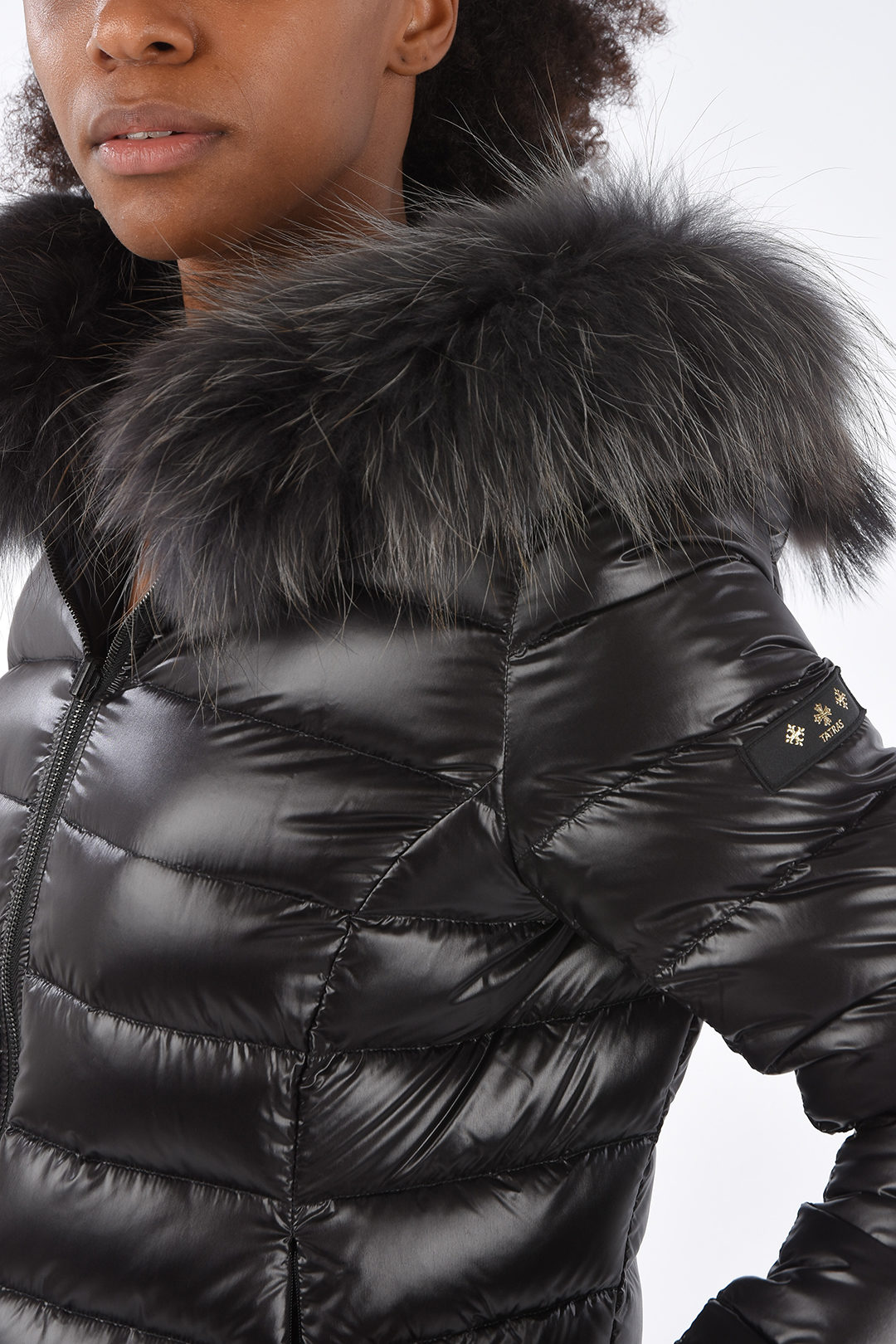 Long-line reversible down jacket with real fur