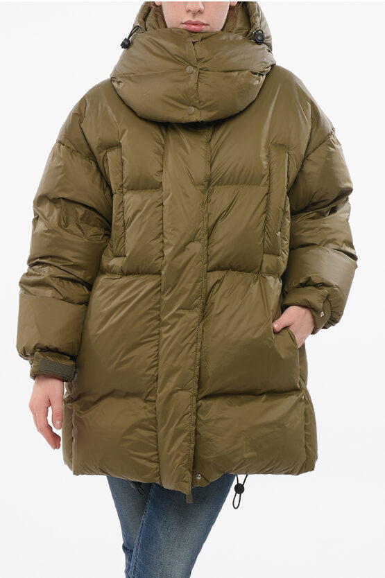 Bacon Long Puffa Down Jacket With Collar-shaped Hood
