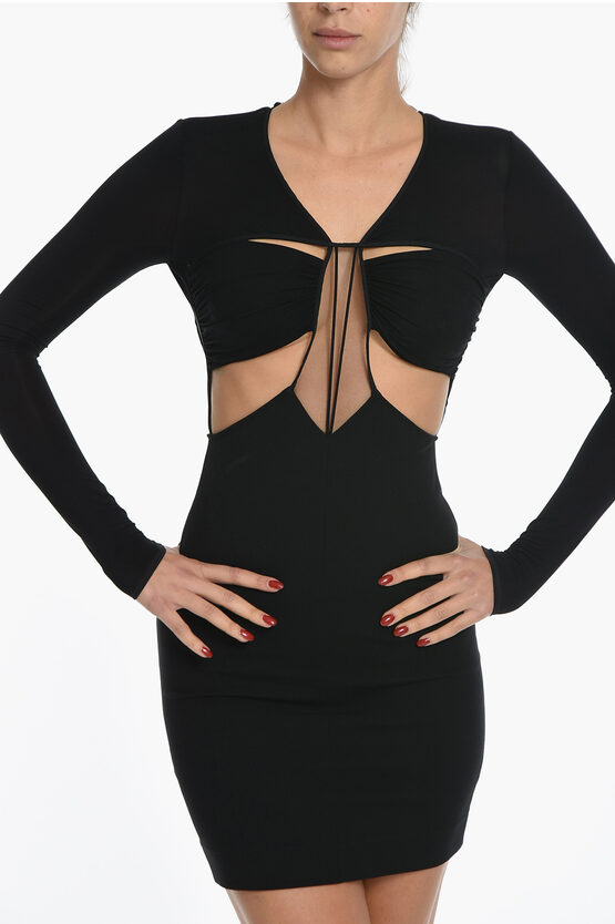 Nensi Dojaka Long Sleeve Bodycon Dress With Cut Out Details Women Glamood Outlet 6434