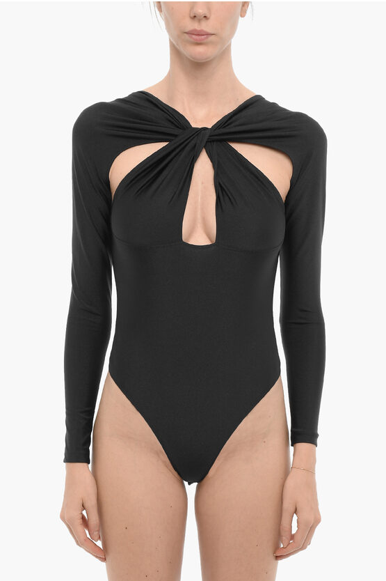 Shop Coperni Long Sleeve Bodysuit With Cut-out Details