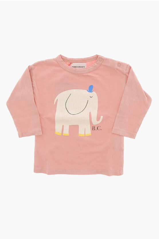 Shop Bobo Choses Long-sleeve Crew-neck T-shirt With Print