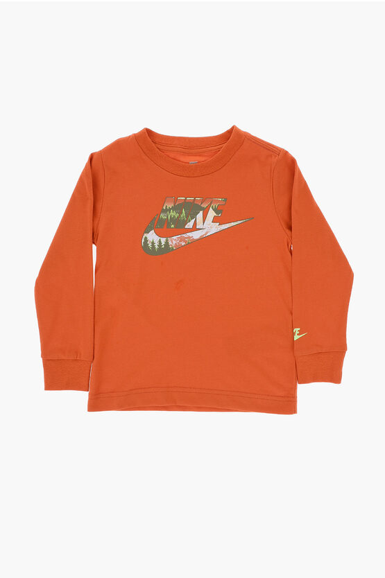 Long Sleeve Crew-neck T-Shirt with Printed Logo