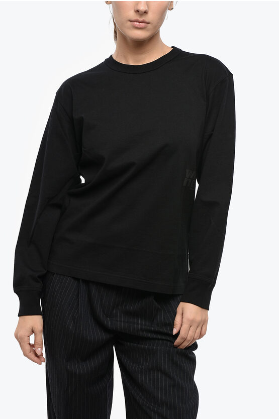 Alexander Wang Puff Logo Crewneck Sweatshirt In Black