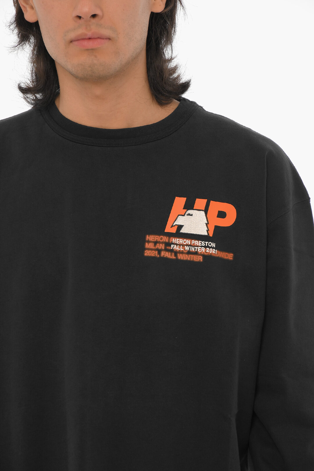 関税送料込【Heron Preston】ネックロゴ ロゴ刺繍Tシャツ Heron Preston Long Sleeve Crew-neck T-shirt men - Glamood Outlet