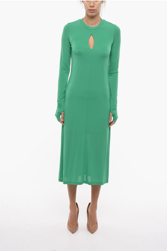 Birgitte Herskind Long Sleeve Luna Dress With Cut-out Detail In Green