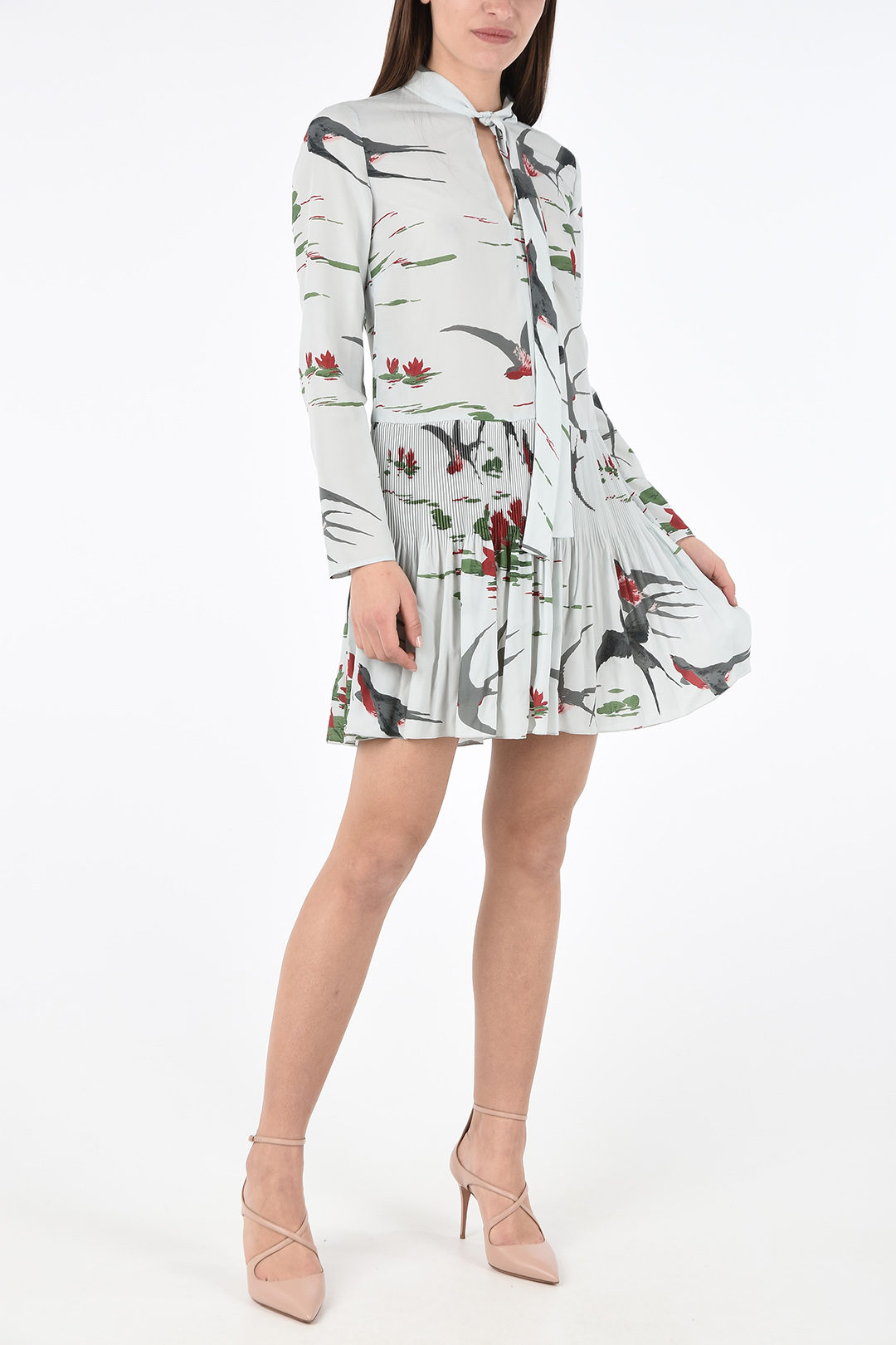 Long Sleeve Mini Floral Dress with Bow