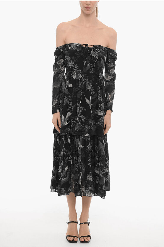 Shop Allsaints Long Sleeve Printed Devyn Peggy Maxi Dress