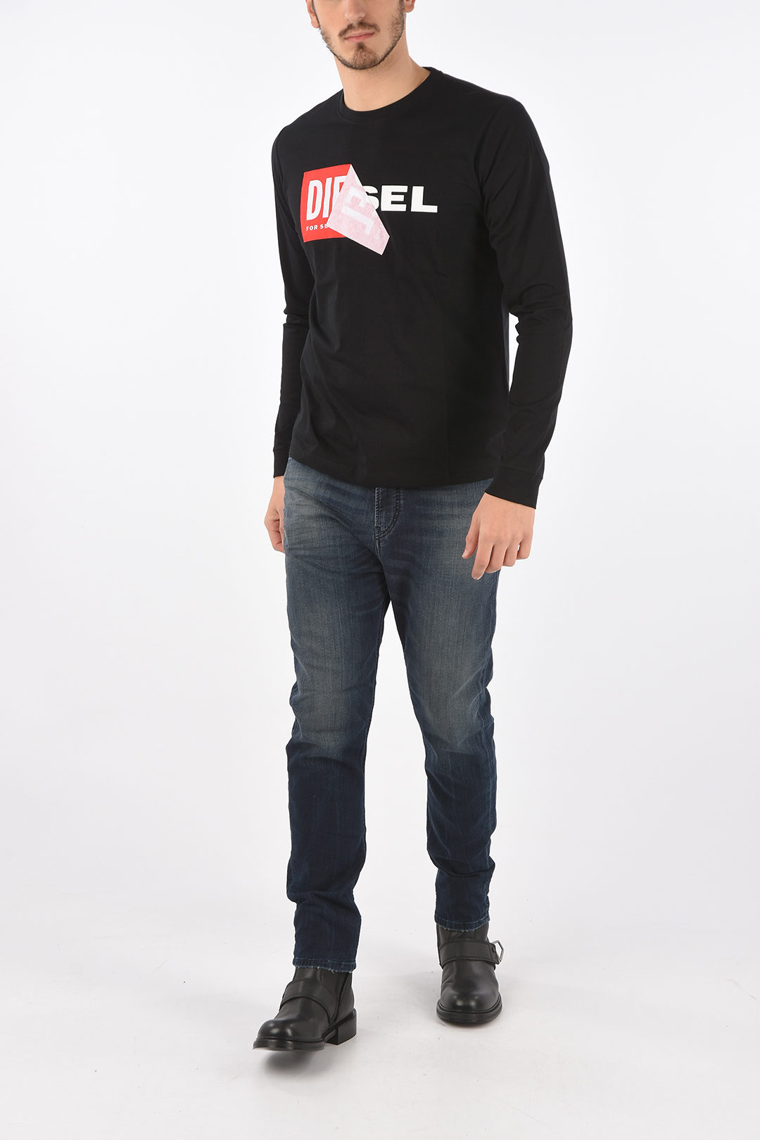 関税込【DIESEL】Diego S1 long sleeve T-shirt★Black★ロゴ Diesel long sleeve T-DIEGO-QA t-shirt men - Glamood Outlet