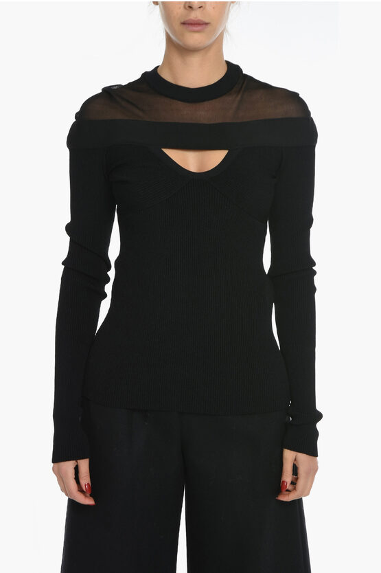 Shop Nensi Dojaka Long Sleeve Top With See-through Inserts And Cut-out Details