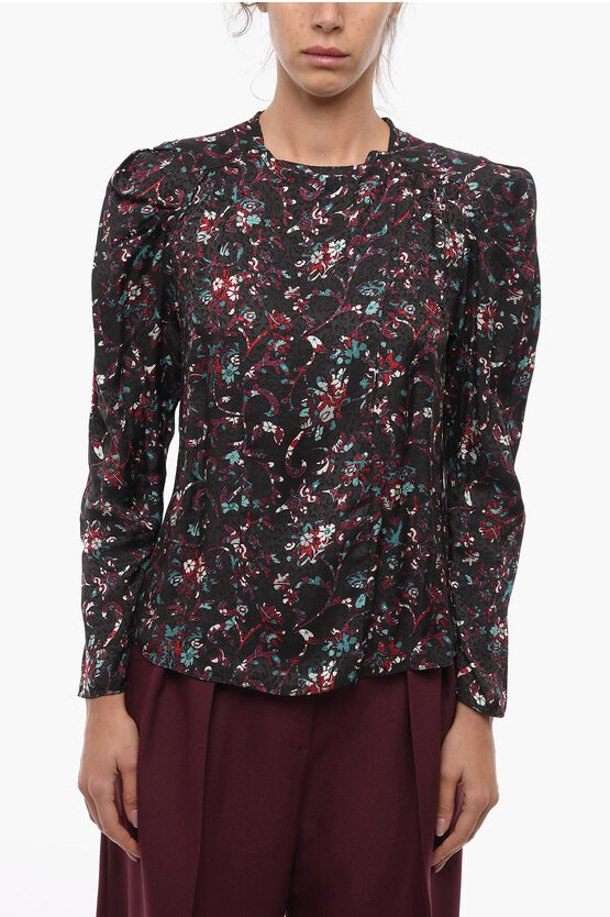 Isabel Marant Long Sleeved Blouse With Floral Print In Black