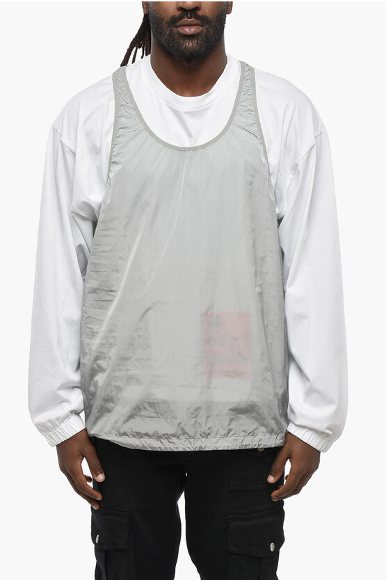 Dsquared2 Long Sleeved Dominate Crew-neck T-shirt With Removable Nylon In Gray